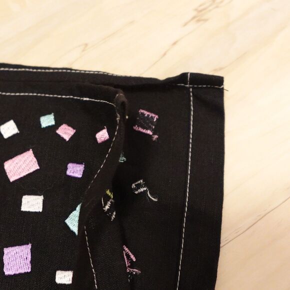 Bob Mackie Women's M Jacket Wearable Art Black Multicolor Squares Linen Blend - Picture 6 of 9